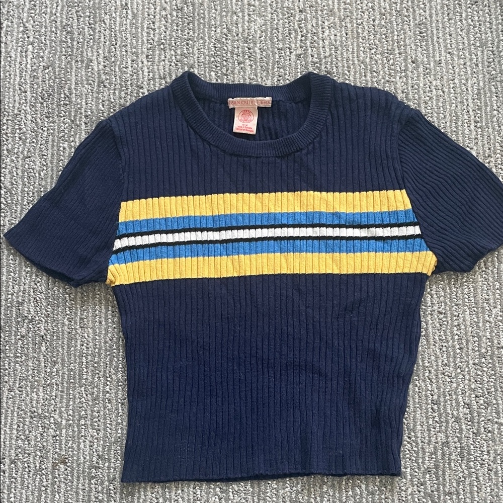 Urban Outfitters Navy Ribbed Knit Top